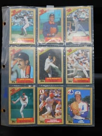 9 Vintage Baseball Trading Cards in Plastic Page