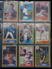 9 Vintage Baseball Cards in Binder Sheet
