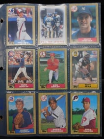 Binder Page of 1980s Baseball Trading Cards