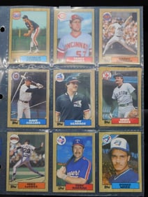 Sheet of 1987 Topps Baseball Cards in Protective Sleeves