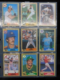 Vintage 1980s Baseball Cards in Plastic Sleeves