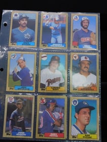Nine 1980s Baseball Trading Cards in Sleeves