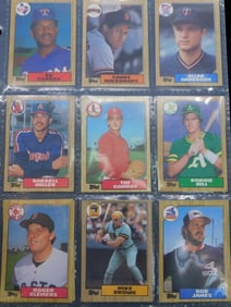 Nine Assorted Vintage Baseball Cards in Plastic Sleeves