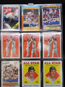 9 Don Mattingly Baseball Cards in Sleeves