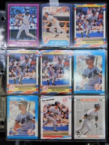Nine Baseball Trading Cards in Protective Sheet