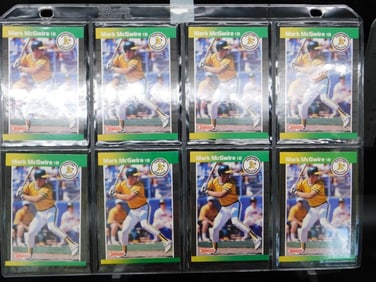 Eight Mark McGwire Baseball Cards in Protective Sheet