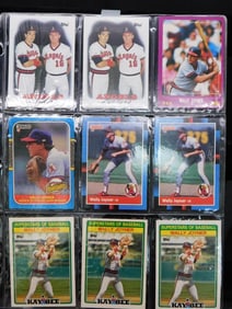 Binder Page of Baseball Cards Featuring Wally Joyner