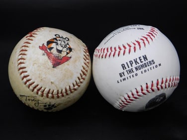 Two Baseballs: Tony the Tiger and Ripken Limited Edition