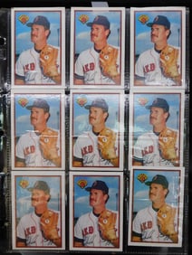 Sheet of Nine Wade Boggs Baseball Cards