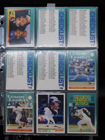 Binder Page of Vintage Baseball Cards (Checklist and Leaders)
