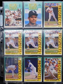 Baseball Prospect Trading Cards in Sleeves