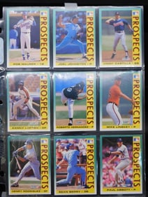 Baseball Prospect Cards in Protective Sheets