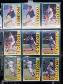 Binder Page of Sports Prospect Trading Cards