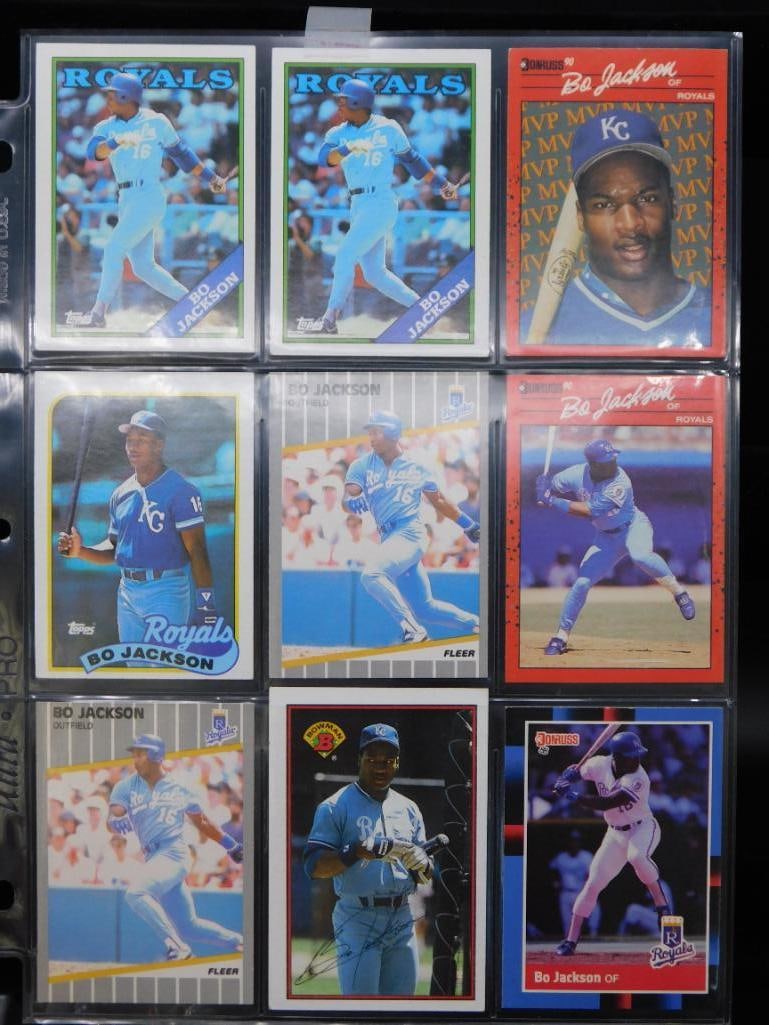 9 Bo Jackson Baseball Cards in Binder (1 of 2)