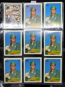 Nine Jose Canseco Baseball Cards in Protective Sleeves