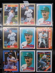 Wade Boggs Baseball Card Collection in Protective Sleeves