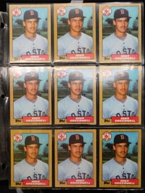 9 Mike Greenwell Baseball Cards in Protective Sleeves