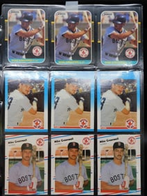 8 Mike Greenwell Baseball Cards in Plastic Sleeves