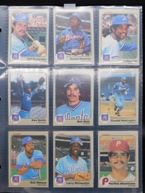 Vintage Baseball Trading Cards in Plastic Sleeves