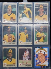 1980s Baseball Trading Cards in Protective Pages