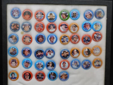 Framed Set of Vintage Baseball Bottle Caps