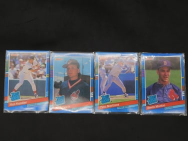 4 1990 Baseball Rookie Cards in Protective Sleeves