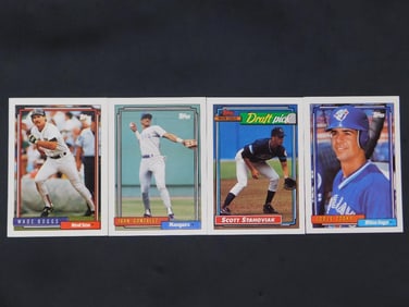 4 Baseball Trading Cards Featuring Notable Players