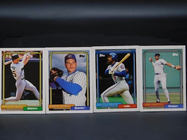 4 Baseball Trading Cards Featuring Various Players