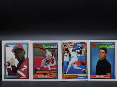 Four 1990 Topps Baseball Draft Pick Cards
