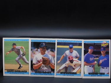 4 Baseball Trading Cards Featuring Various Players