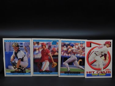 Four Baseball Trading Cards Including Tommy Greene