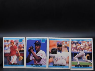 Four Baseball Trading Cards Featuring MLB Players