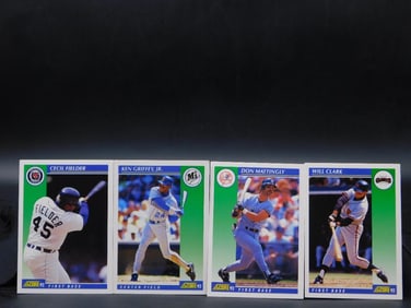 Four 1990 Score Baseball Trading Cards