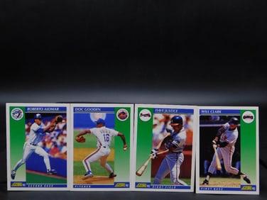 Four 1991 Score Baseball Trading Cards