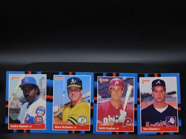 Four Baseball Trading Cards (Andre Dawson, Mark McGwire, Keith Hughes, Tom Glavine)