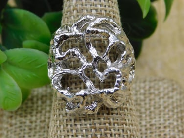 SILVER TONE RING ROCK STONE LAPIDARY SPECIMEN