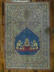 WOVEN TAPESTRY RUG VINTAGE ANTIQUE