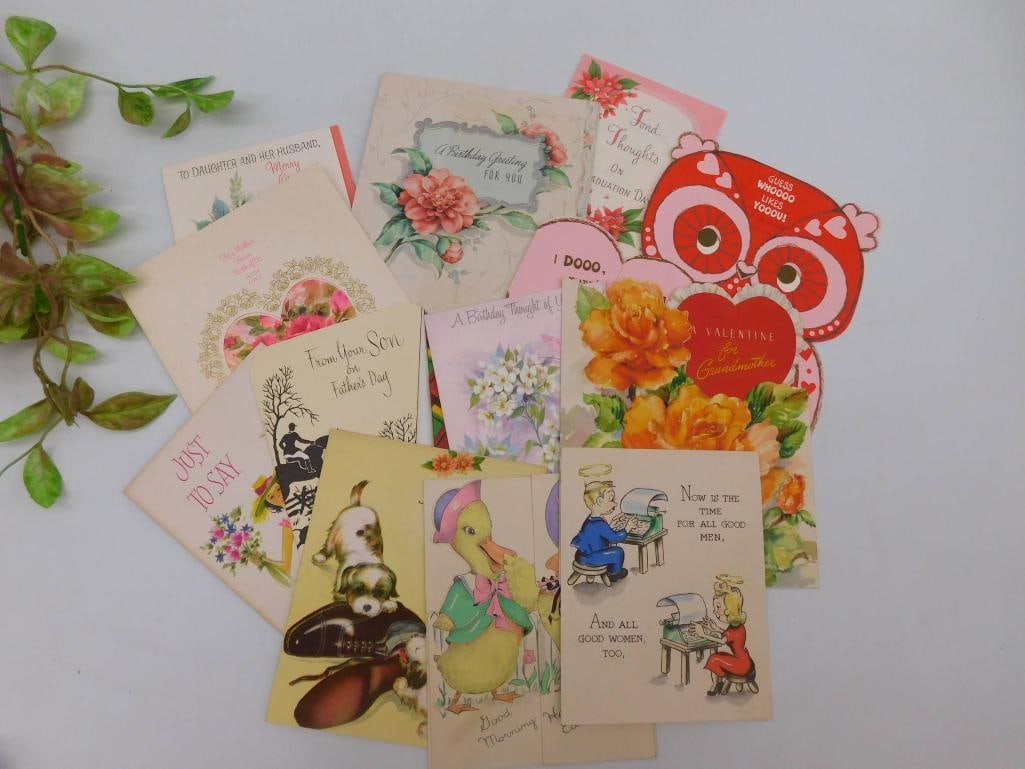 Vintage Greeting Card Collection - Mixed Themes ANTIQUE EPHEMERA: Vintage Greeting Card Collection - Mixed Themes ANTIQUE EPHEMERA