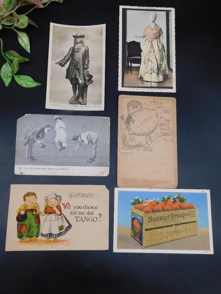 Collection of 6 Vintage Postcards and Illustrations: Collection of 6 Vintage Postcards and Illustrations
