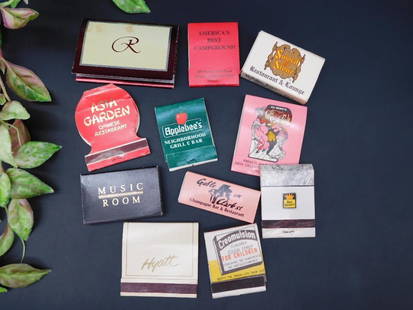 Collection of 11 Matchbooks With Restaurant Branding: This is a lot of 11 collectible matchbooks featuring branding from various restaurants and establishments. Some included matchbooks advertise popular venues, such as Applebee&#39;s Neighborhood Grill