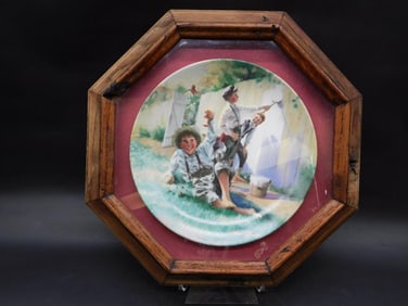 KNOWLES PLATE TOM SAWYER WHITEWASHING THE FENCE VINTAGE ANTIQUE
