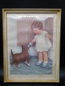 THE REWARD PRINT BY BESSIE PEASE GUTMANN VINTAGE ANTIQUE