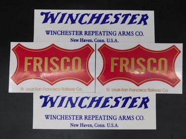 WINCHESTER AND FRISCO ADVERTISING STICKERS