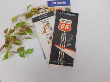 Collection of Vintage Road Maps Including Phillips 66