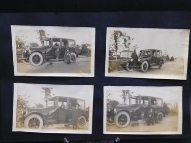 Set of 8 Black and White Vintage Car and Family Photographs