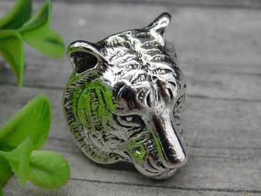 Tiger Design Metal Ring, Size 7.5