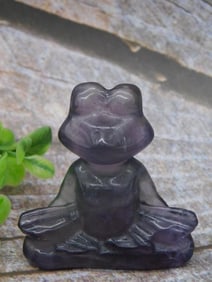Purple Stone Carving of Frog Figurine