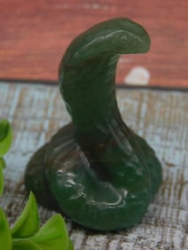 Green Serpent Figurine with Stone Appearance