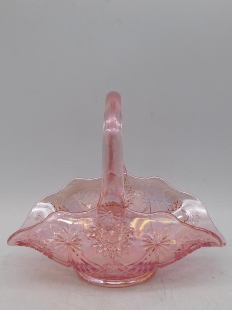 LE SMITH PINK SLUNG GLASS BASKET: LE SMITH PINK SLUNG GLASS BASKET