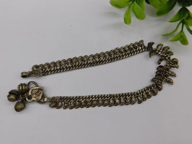 Sterling Silver Bracelet with Heart Clasp and Bell Charms